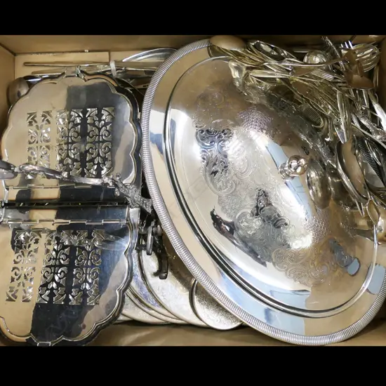 BOX LOT ASST. SILVER PLATE