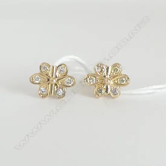PR 9ct DIAMOND/ MOISSANITE SET BLOOM EAR STUDS, D=0.25ct, 2.6gm