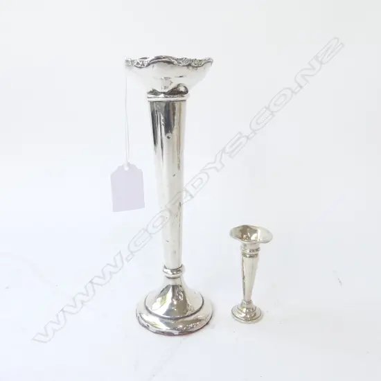 2 STG SILVER SPECIMEN VASES, LRG B'HAM 1919, 92gm & SML 15gm
