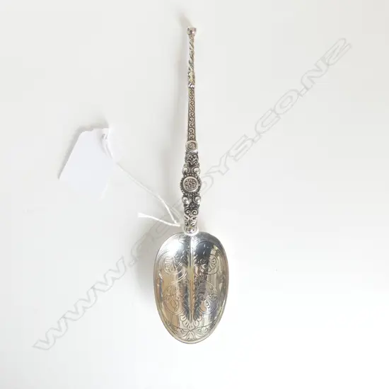 LRG STG SILVER CHRISTENING SPOON, LONDON 1936, L.165mm, 40gm
