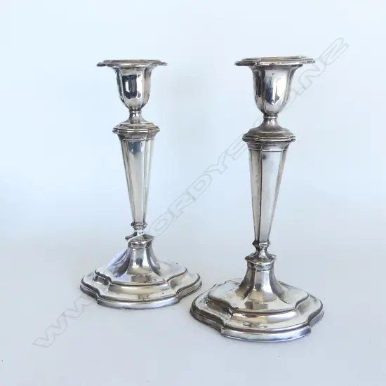 PAIR OF ANTIQUE CANDLESTICKS SILVER OVER COPPER H.29CM