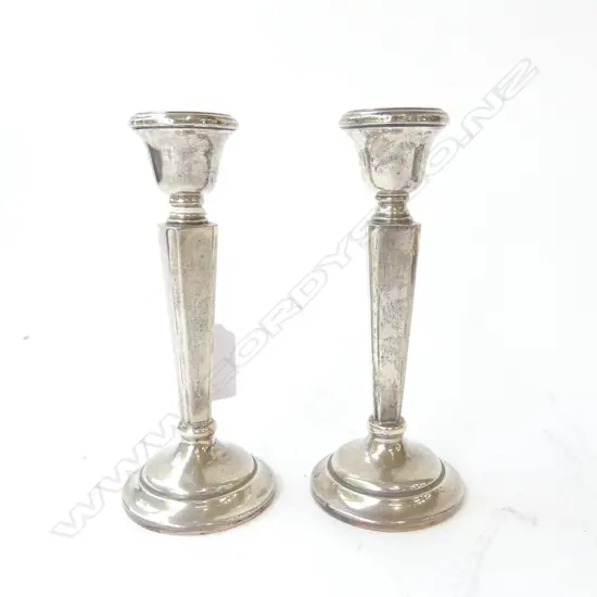 PR STG SILVER CANDLESTICKS, B'HAM 1960 H.155mm, WEIGHTED