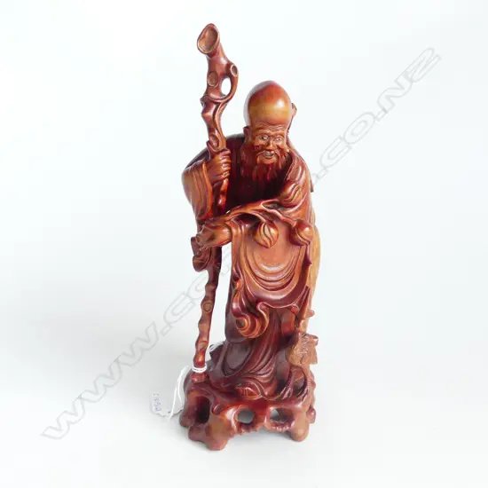 CARVED WOODEN ORIENTAL FIGURE H.260mm