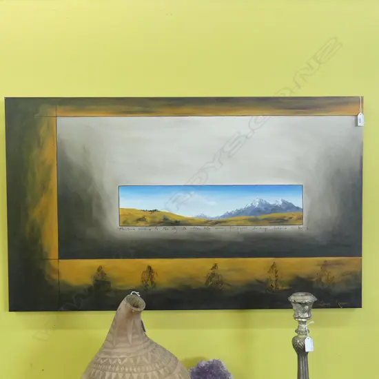 LEONE MASON, ABSTRACT LANDSCAPE, OIL ON CANVAS 600x1000mm (PAID $1900)