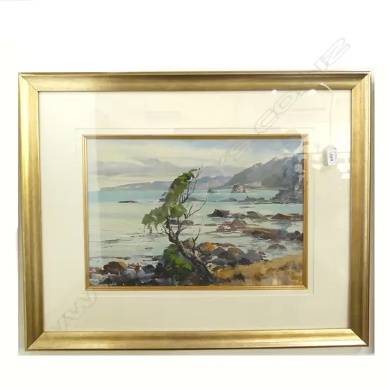 ASTON GREATHEAD 'BARNEYS ROCK AMURI BLUFF KAIKOURA COAST' OIL ON BOARD 260x380mm