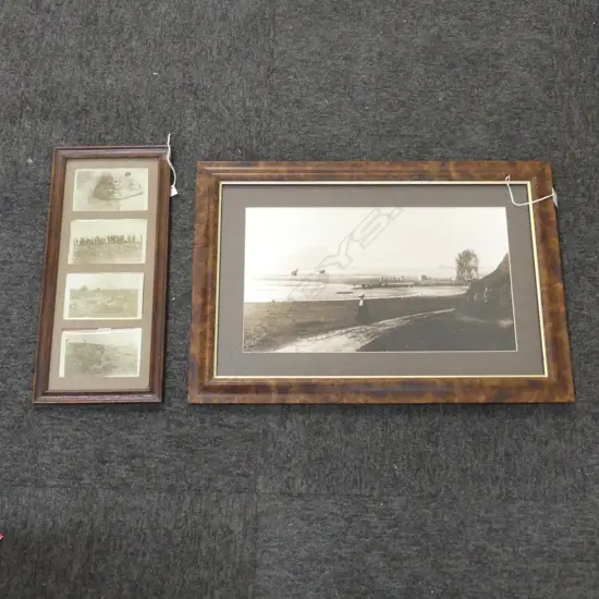 4 BOER WAR PHOTOGRAPHS IN FRAME 440x200mm overall + MT. MAUNGANUI PHOTO PRINT C.1900 245x430mm