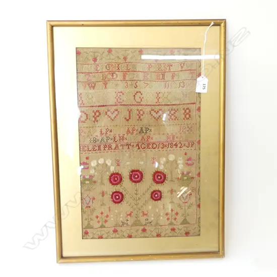ANTIQUE SAMPLER, ELE PRATT, AGED 13 1842 420x265mm
