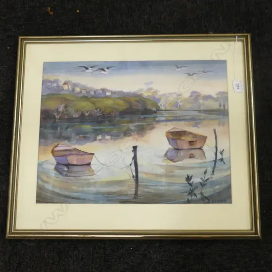DEIRDRE HELMORE 'BOATS NOOSA RIVER' WC 360x480mm