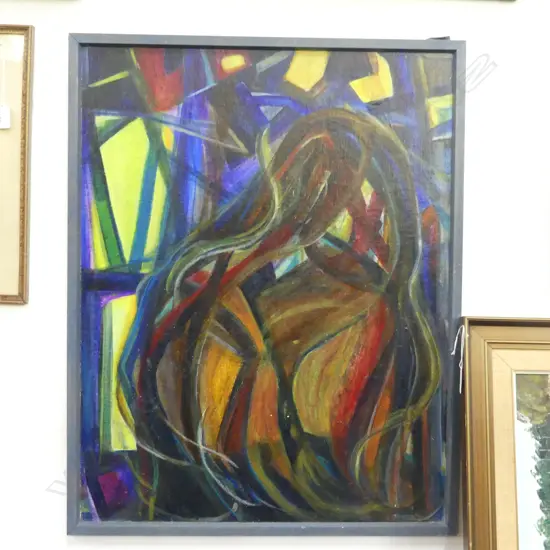 JEAN BEYDA, UNTITLED ABSTRACT ACRYLIC ON BOARD 695x540mm