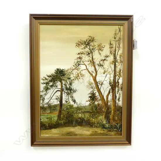 JUDITH MORETON, LANDSCAPE OIL ON BOARD '76 400x300mm