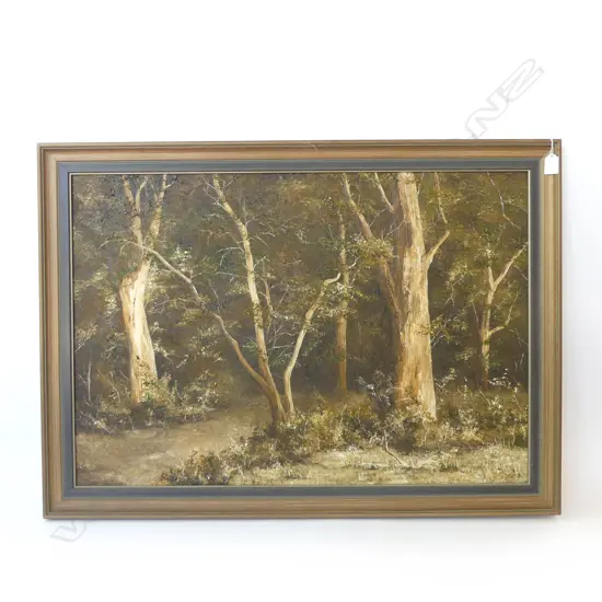 JUDITH MORETON 'LIGHT & SHADE' TE AROHA 1976, OIL ON BOARD 580x850mm