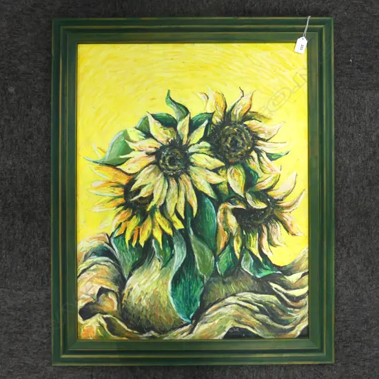 B BLAIR OIL ON BOARD 'SUNFLOWERS' 690 X 540mm