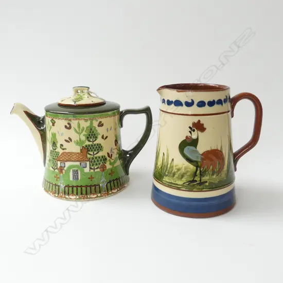 ROYAL DOULTON SAMPLER TEA POT H.140mm, TORQUAY JUG H.145mm CHIPS