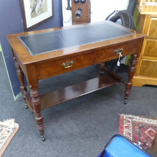 SMALL EDWARDIAN MAHOGANY DESK LEATHER INSERT 890 x 510 x 710mm.