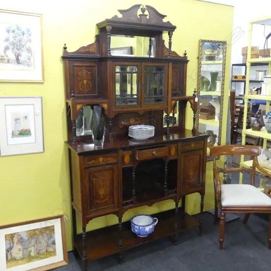 EDWARDIAN INLAID MIRRORED SIDEBOARD 1220x360x2050mm