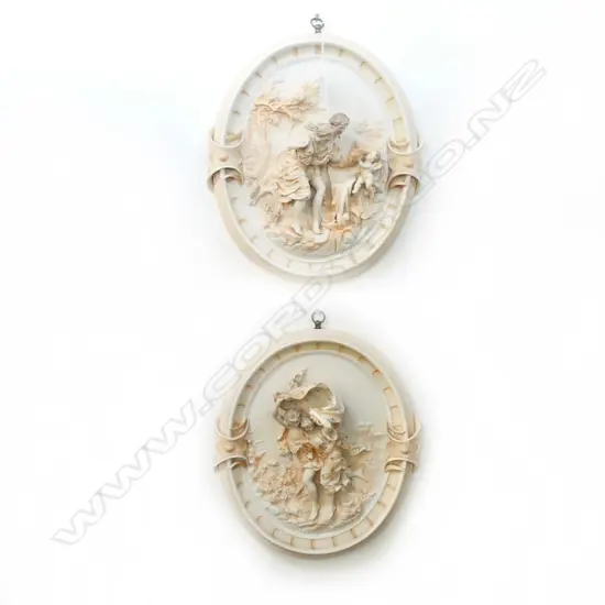 PR LATE 19thC CONTINENTAL PORCELAIN OVAL WALL PLAQUES 340x300mm - LOSSES TO ONE