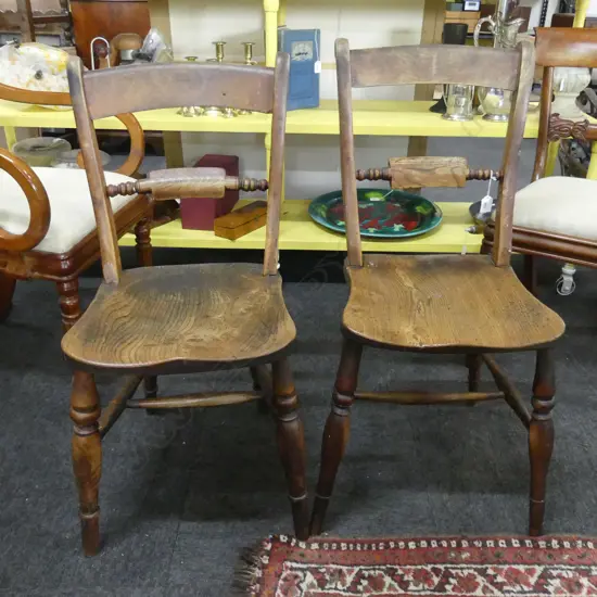 2 ANTIQUE WOODEN COUNTRY STYLE CHAIRS