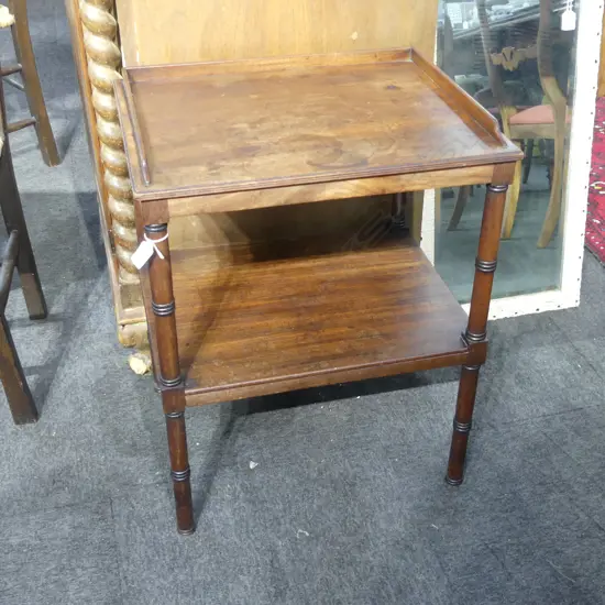ANTIQUE MAHOGANY 2 TIER SIDE TABLE 530x425x660mm