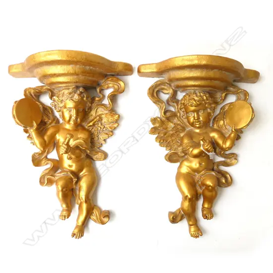 PR GILT RESIN ANGEL WALL SHELVES H.400mm