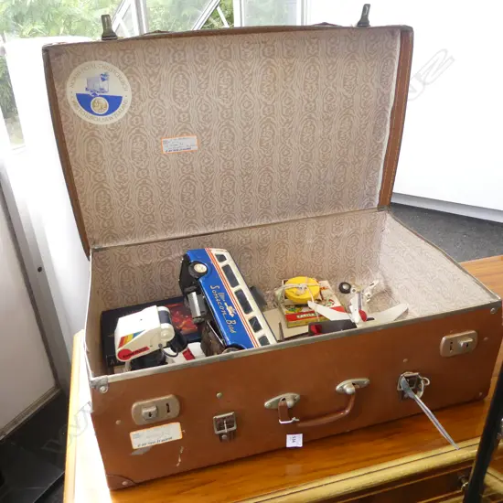 RETRO SUITCASE + ASST. TOY CONTENTS