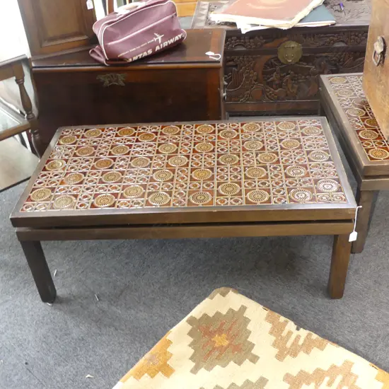 RETRO 'CORONET' MOSAIC TILE TOP COFFEE TABLE - NZ DESIGNMARK 1060x580x400mm