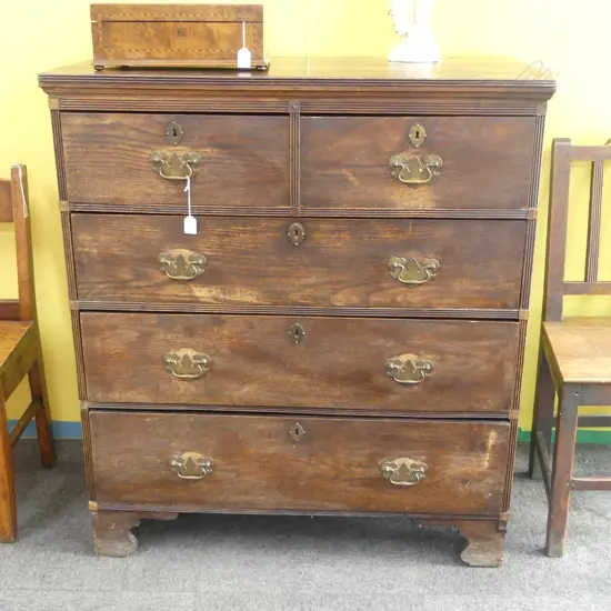 EARLY 20thC GEORGIAN STYLE OAK CHEST OF DRAWERS 980x555x1095mm
