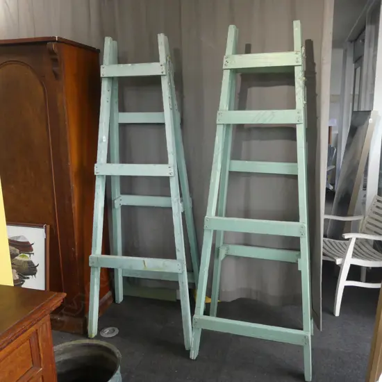 PR PALE GREEN PAINTED DECORATORS TRESTLES H.2000mm