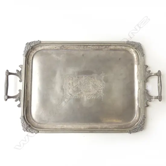 LG LATE 19thC AESTHETIC / EASTLAKE SILVER PLATE BUTLERS TRAY 390x640mm