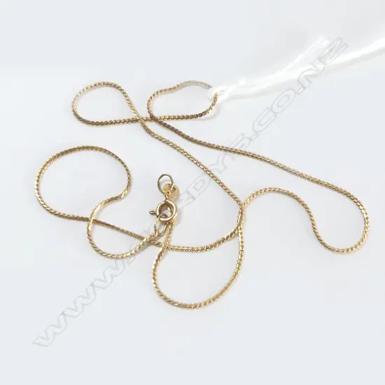9ct YELLOW GOLD ITALIAN FLAT LINK NECK CHAIN L.420mm. 2.46gms