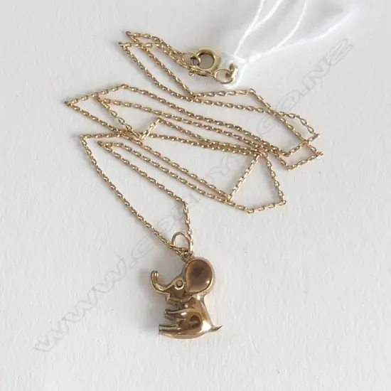 9ct ROSE GOLD NOVELTY ELEPHANT PENDANT ON CHAIN 2.4gms