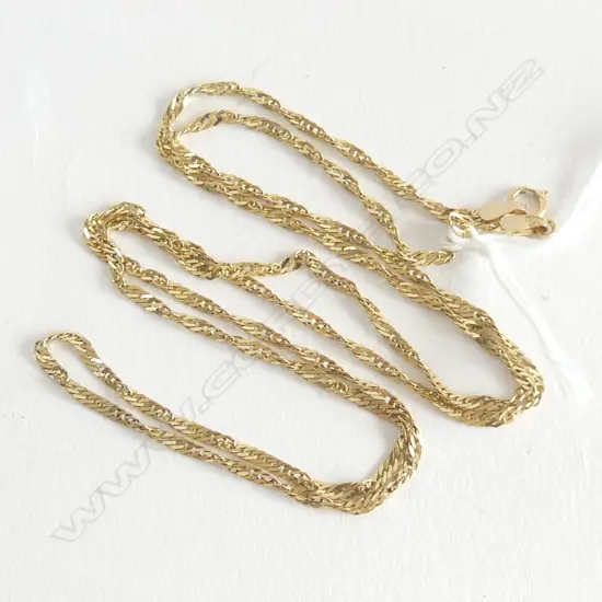 9ct YELLOW GOLD FINE LINK NECK CHAIN L.600mm 3.18gms