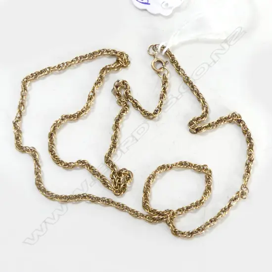 9ct YELLOW GOLD ROPE TWIST NECK CHAIN L.630mm. 9.8gms