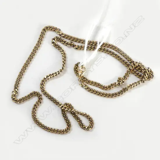 9ct YELLOW GOLD FLATTENED CURB LINK NECK CHAIN L.490mm. 11.4gms