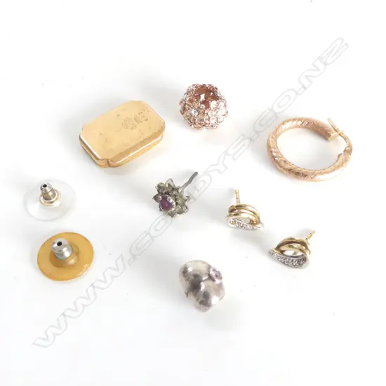 ASST GOLD 18ct watch back 1.24gms + 3 9ct earrings 1.64gms + PANDORA? LINKS