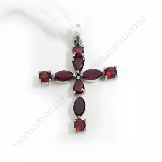 SILVER & GARNET CROSS