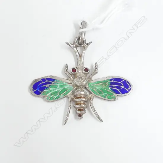 SILVER ENAMEL BUTTERFLY PENDANT