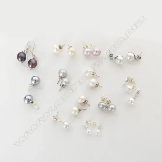 BAG LOT FRESH WATER PEARL EAR STUDS 925 STAMPED