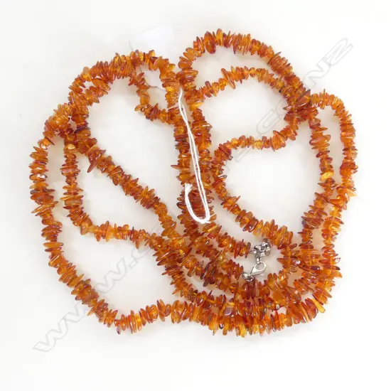 TRIPLE STRAND AMBER NECKLACE, 925 CLASP L.650mm