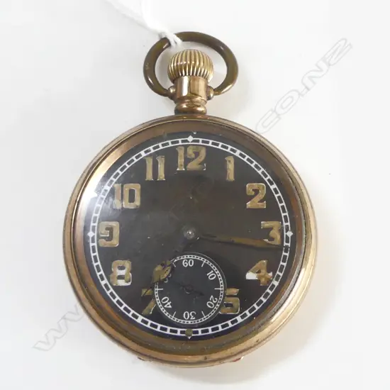 BUREN 15 JEWEL VINTAGE POCKET WATCH open black face. Gold plate. Running