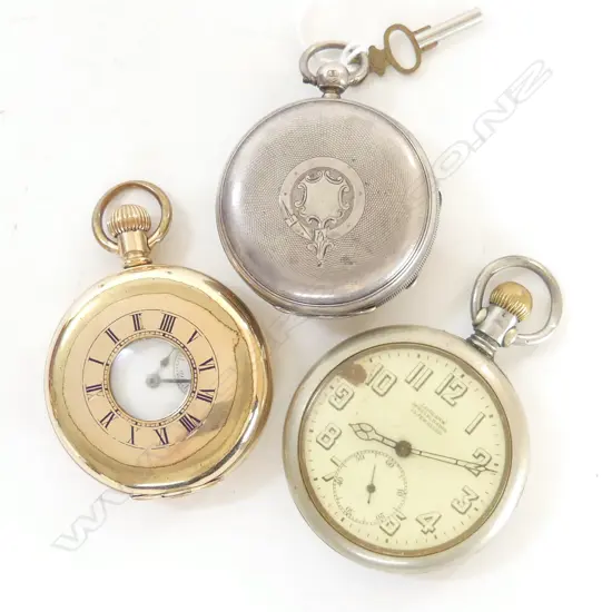 3 POCKET WATCHES: STG B'HAM 1886, GP HALF HUNTER, OTHER
