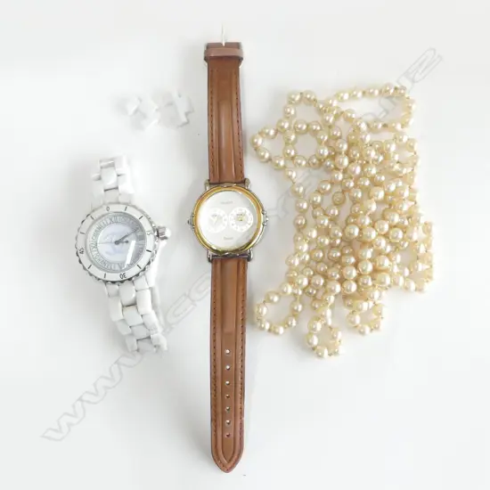 LONG PEARL NECKLACE/SATOIR no clasp + 2 GENT'S WATCHES 1 BRANDED CHANEL maybe copy?