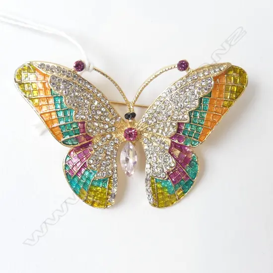 LRG MULTI COLOURED BUTTERFLY BROOCH