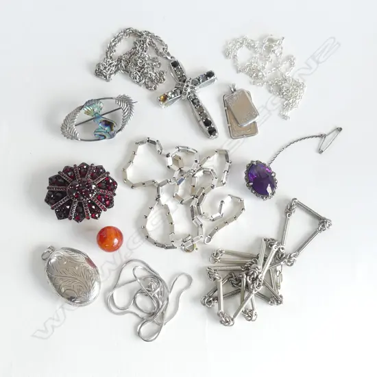 ASST SILVER + SILVER PLATE + OTHER JEWELLERY
