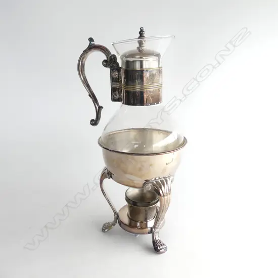 SILVER PLATE COFFEE CARAFE AND WARMER