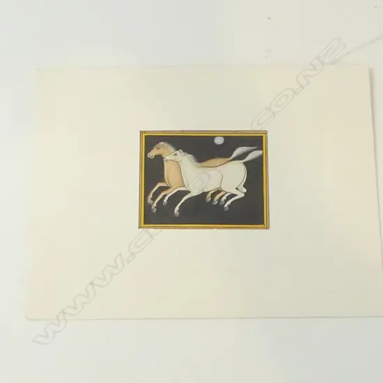 INDIAN MINIATURE PAINTING, 2 HORSES 55x65mm UNFRAMED