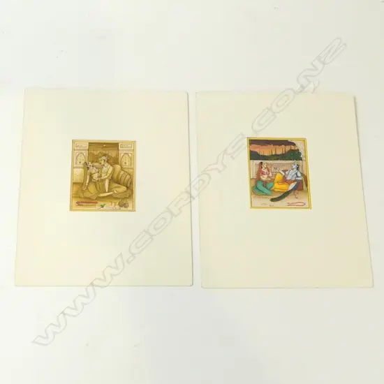 2 INDIAN RAJASTHANI MINIATURE PAINTINGS 65x50mm UNFRAMED