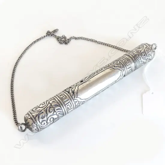 ASIAN SILVER SCROLL / INCENSE CASE
