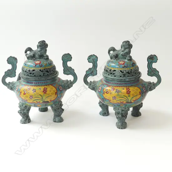 PR CLOISONNE LIDDED INCENSE BURNERS H.250mm