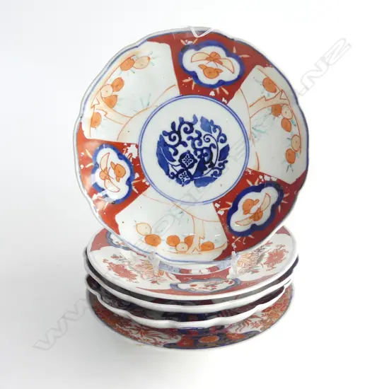 5 OLD JAPANESE MEIJI IMARI PLATES 1 restored Dia.215mm approx ea.