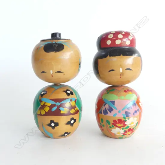 PR OF COULORFUL KOKESHI DOLLS 1950S H120MM